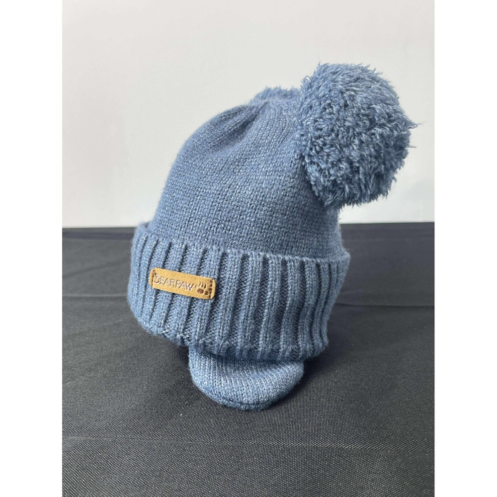 BearPaw Kids Blue Knit Hat with Double Pom Poms and Ear Flaps‎
